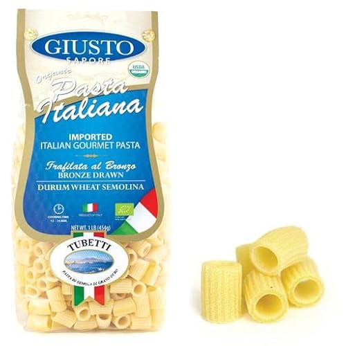 Giusto Sapore Italienische Pasta – Tubetti 454 g – Premium Bio-Bronze gezogener Hartweizengrieß Gourmet-Pasta Marke – importiert aus Italien und Familienbesitz von Giusto Sapore