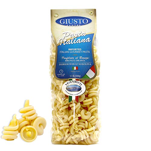 Giusto Sapore Italienische Pasta – Vesuviotti 454 g – Premium Bio Bronze gezogener Durum Weizen Grieß Gourmet Pasta Marke – importiert aus Italien und Familienbesitz von Giusto Sapore