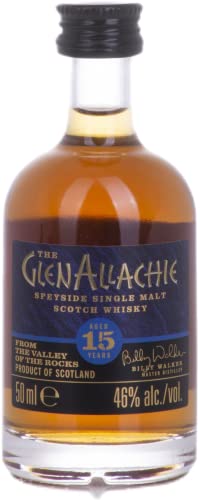 GlenAllachie | Single Malt Whisky | 50 ml | 46% Vol. | Geschmack von Zimt & Sternanis | Vanillearomen | 15 Jahre in Eichenholzfässern gereift | Finish in Sherry-Fässern von Glenallachie