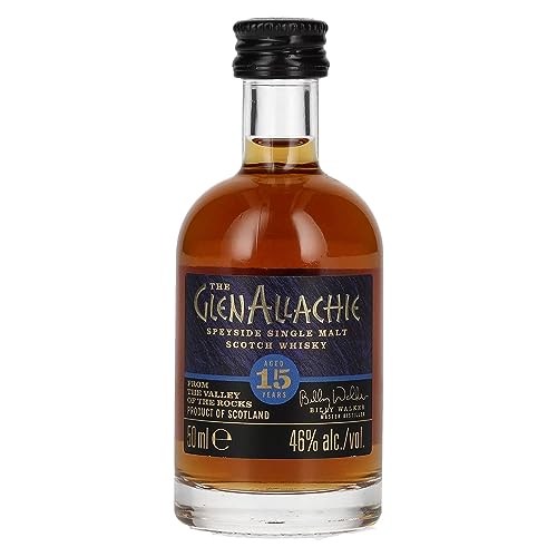 GlenAllachie | Single Malt Whisky | 50 ml | 46% Vol. | Geschmack von Zimt & Sternanis | Vanillearomen | 15 Jahre in Eichenholzfässern gereift | Finish in Sherry-Fässern von Glenallachie