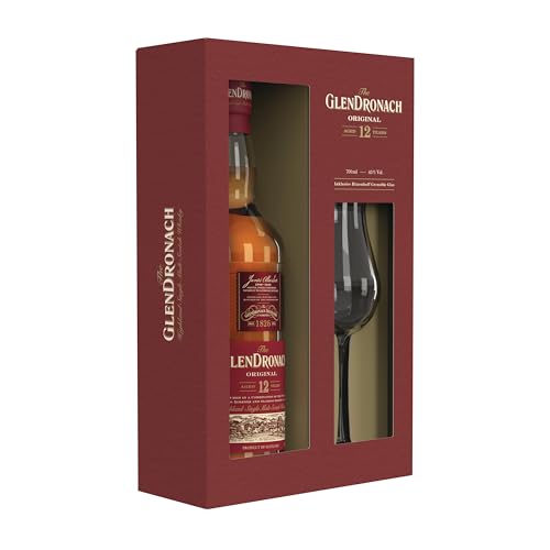 The GlenDronach -Original 12 Jahre - Highland Single Malt Scotch Whisky -Ein Hochwertiges Geschenkset inklusive Ritzenhoff Grenoble Glas - Vollmundig, cremig und würzig mit Sherrynoten - 0.7L/43% Vol. von Glendronach