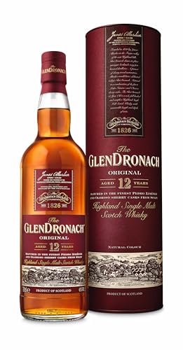 The Glendronach 12 Jahre - Highland Single Malt Whisky - Geschenkempfehlung - Vollmundig, cremig und würzig mit Sherrynoten - 0.7L / 43% Vol von Glendronach