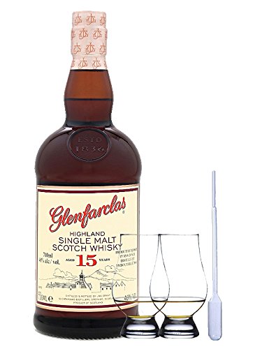 Glenfarclas 15 Jahre Single Malt Whisky 0,7 Liter + 2 Glencairn Gläser und Einwegpipette von Glenfarclas 15 Jahre Single Malt Whisky 0,7 Liter + 2 Glencairn Gläser und Einwegpipette