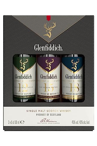 Glenfiddich Single Malt Scotch Whisky Probierset (3 x 5cl) - 12 Jahre, 15 Jahre und 18 Jahre mit Geschenkverpackung - ein Geschenk zum GenieÃŸen von Glenfiddich