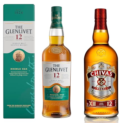 Glenlivet 12 Jahre Single Malt Scotch Whisky – Scotch aus der Speyside Region – 1 x 0,7 l + Chivas Regal 12 Years Old - Blended Scotch Whisky aus dem Herzen der Speyside - 1 x 1l von Glenlivet