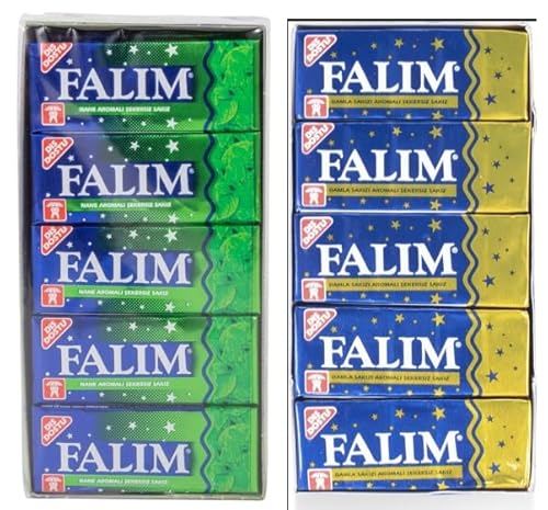 Global Daily Goods Falim Chewing Gum - 2-Pack Mix Set (Damla Sakiz & Nane Sakiz, Sugar-Free with Mint Flavor) - 2 x 5 * 20 Pieces von Global Daily Goods