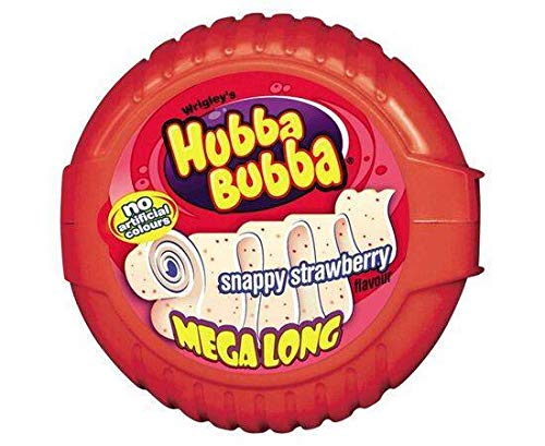 Hubba Bubba – Mega langes Klebeband, Erdbeere, 56 g, 12 Stück von Global Treats