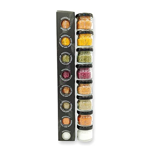 GLOSA MARINA - BLACK EDITION Gourmet Meersalz aus Mallorca das ideale Gewürze Salz Set Geschenk 8x25g von GLOSA MARINA