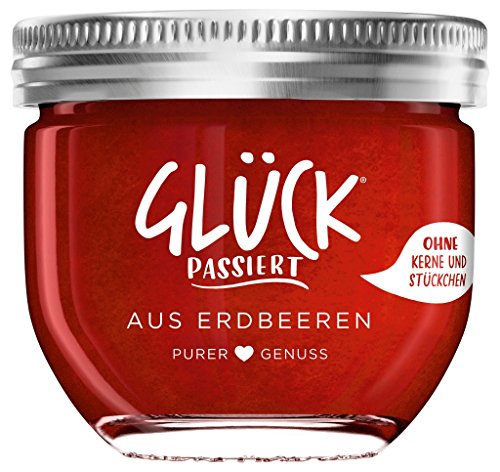 GLÜCK PASSIERT - aus Erdbeeren Fruchtaufstrich ohne Stückchen fein passiert - 230g (Packung mit 6) von Glück