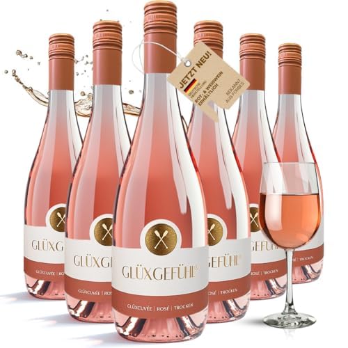 GlüxGefühl Rosé Trocken Cuvée - Deutscher Cuvée Rosewein Trocken aus Bad-Sobernheim - Authentischer Roséwein Trocken - 6er-Pack Wein Geschenkset - Geburtstagsgeschenk für Männer & Frauen (6 x 0,75l) von GlüxGefühl