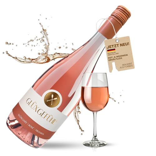 Glüxgefühl Rose Wein Trocken Cuvée - Deutscher Roséwein Trocken aus Bad-Sobernheim - Cuvée Red Wine - Hochwertiger & Authentischer Rosewein Trocken - Rosé Wein Geburtstagsgeschenk für Frauen & Männer von GlüxGefühl