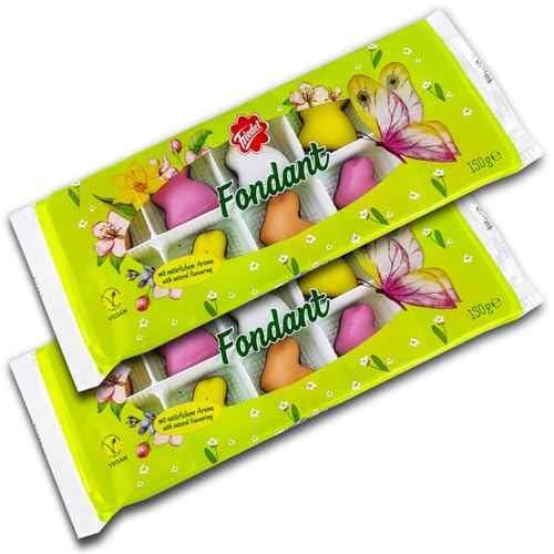 2 er Pack Friedel Fondant Hasen 2 x 150g Fondant-Hasen mit Boden aus Zartbitter-Schokolade von GmbH