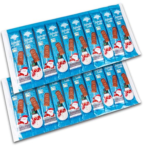 2 x 10 er Pack Schoko Lolly Weihnachtsmann Vollmilchschokolade Lolli Winter Edition von GmbH