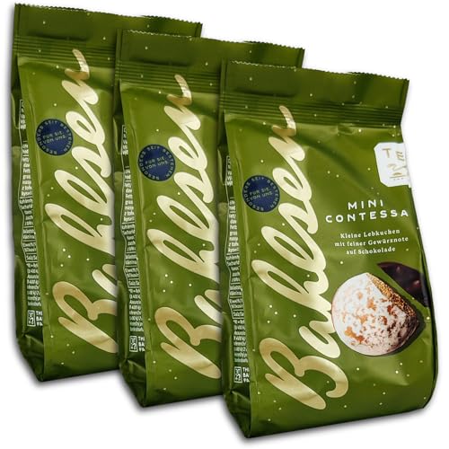 3 er Pack Mini Contessa 3 x 100g Runde braune Mini-Lebkuchen mit edelherbem Schokoladen-Boden von GmbH