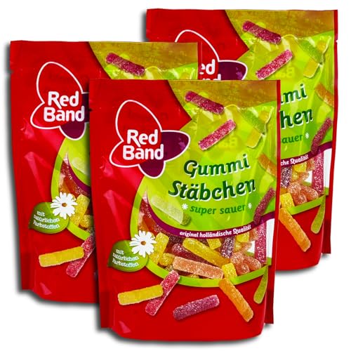 3er Pack Red Band Gummi Stäbchen super sauer 3x200g von GmbH