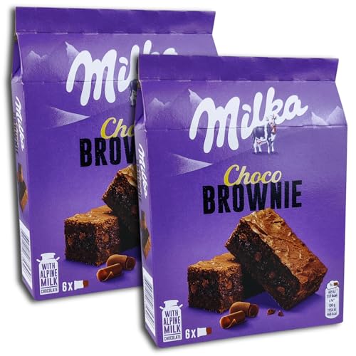 2 er Pack Milka Choco Brownie 2 x 150g /2 x 6 einzeln verpackte Schokoladen-Rührkuchen mit Alpenmilch-Schokolade-Stückchen von Gmbh