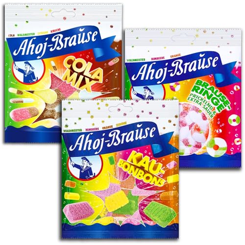 3 er Pack Ahoj Brause 1x Cola Mix + 1 x Brause Ringe +1x Kau Bonbons 3 x 150 g von Gmbh