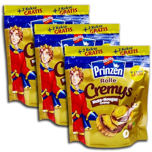 3 er Pack Prinzen Rolle Cremys 3 x 200 g Gebäck/Kekse mit Nougatcremefüllung von Gmbh