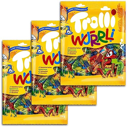 3 er Pack Trolli Wurrli 3 x 150g Fruchtgummi Schlangen von Gmbh