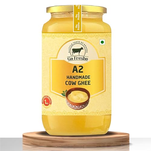 Go Fresho A2 Desi Kuh Ghee | Vedische Bilona-Methode | Rein, Natürlich & Gesund | 1000 ml Glasflasche mit Löffel von Go Fresho