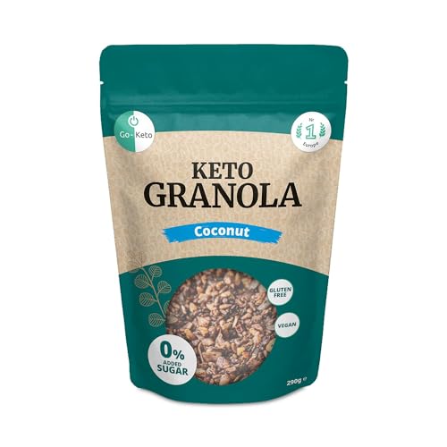 Go-Keto Granola Coconut, 290g – Low Carb Keto Müsli für ein leckeres Keto Frühstück, mit Kokoschips, Nüssen, Früchten, Leinsamen, Sonnenblumenkern & Kürbiskern, vegan, glutenfrei von Go-Keto