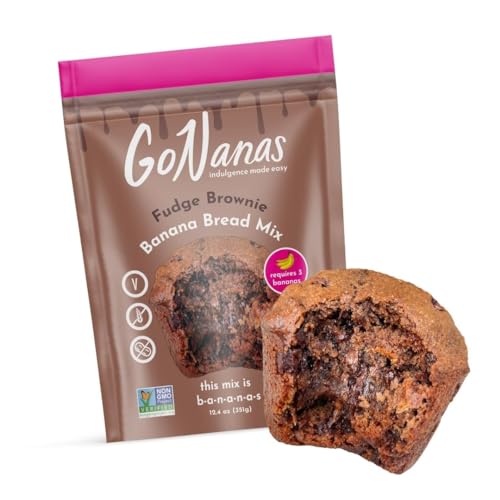 GoNanas Fudge Brownie Bananenbrotmischung, vegan, glutenfrei, gesunde Snacks. Hafermehl, Bananenbrot oder Muffin-Mix. Frauenbesitz, US-Zutaten, milchfrei, nussfrei, köstliche vegane Snacks (1 Pack) von GoNanas