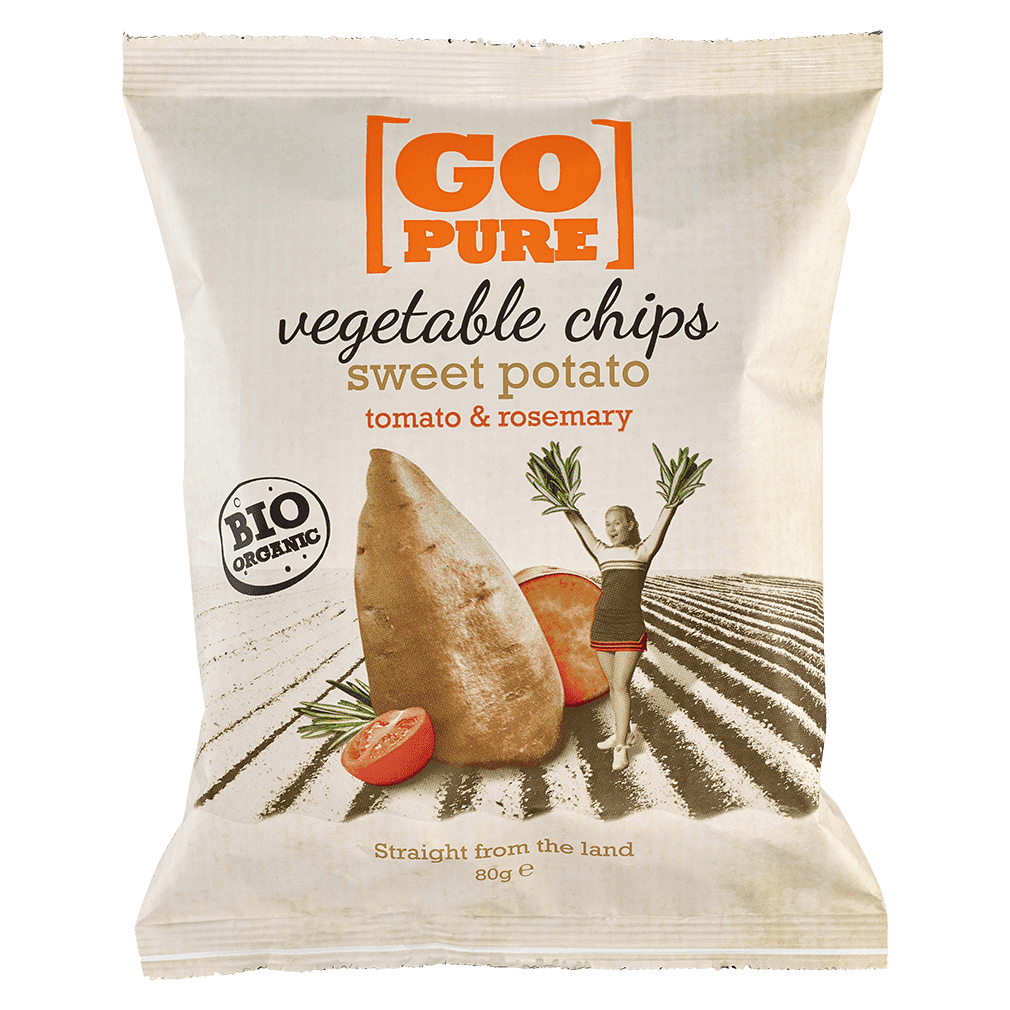 Bio Gemüsechips Süßkartoffel, Tomate & Rosmarin von GoPure