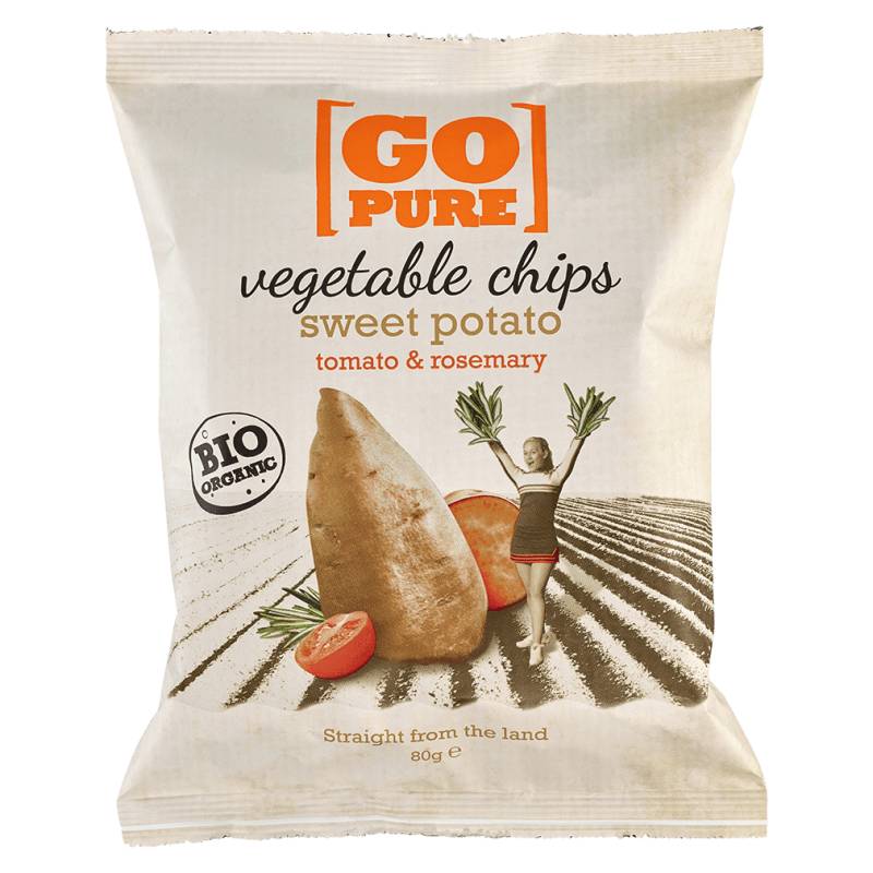 Bio Gemüsechips Süßkartoffel, Tomate & Rosmarin von GoPure