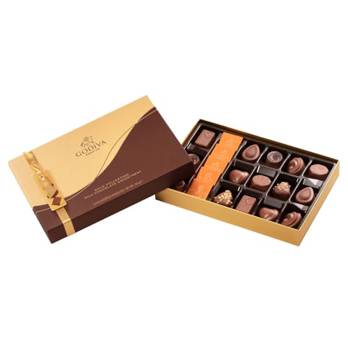 Godiva Chocolatier Connoisseur Milchschokolade - Aufregende Auswahl an Gourmet-Schokoladen Gepaart mit Mandel-Praline, Macadamia-Nüssen, Süßem Karamell & Anderen Köstlichen Füllungen – 20 Stück / 185g von Godiva Chocolatier