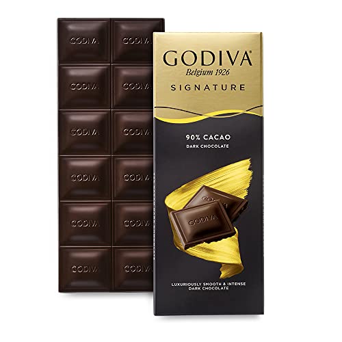 Godiva Chocolatier Signature 90% Dunkle Schokolade Tafel - Reichhaltige & Sanfte Dunkle Schokolade mit 12 Schokoladenquadraten - Premium Schokolade - 90g von Godiva Chocolatier