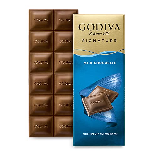 Godiva Chocolatier Signature Milchschokolade Tafel - Reichhaltige & Cremige Milchschokolade mit 12 Schokoladenquadraten - Premium Schokolade - 90g von Godiva Chocolatier