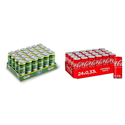 Gösser NaturRader Akohofrei Dose Biermischgetränk EINWEG (24 x 0.5 l) & Coca-Cola Classic, Pure Erfrischung mit unverwechselbarem Coke Geschmack in stylischem Kultdesign, EINWEG Dose (24 x 330 ml) von Gösser