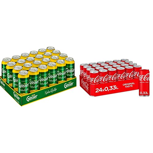 Gösser NaturRadler Dose Biermischgetränk EINWEG (24 x 0.5 l) & Coca-Cola Classic, Pure Erfrischung mit unverwechselbarem Coke Geschmack in stylischem Kultdesign, EINWEG Dose (24 x 330 ml) von Gösser