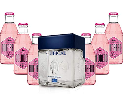 Gin Tonic Set - Cubical London Dry Gin 0,7l (40% Vol) + 6x Goldberg Indian Hibiscus Tonic 200ml inkl. Pfand MEHRWEG -[Enthält Sulfite] von Goldberg-Goldberg