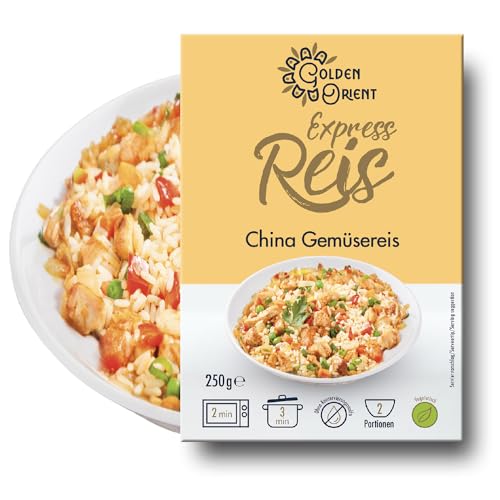 Golden Orient China Gemusereis 12 Packungen Fertiggerichte (12 x 250g Vorteilspack) Mikrowelle/Pfanne schnell & einfach zubereitet Chinesisch Reis von Golden Orient