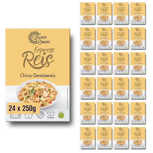 Golden Orient China Gemusereis 24 Packungen Fertiggerichte (24 x 250g Vorratspacks) Mikrowelle/Pfanne schnell & einfach zubereitet Chinesisch Reis von Golden Orient