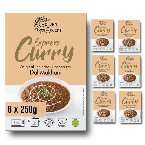 Golden Orient Express Curry Dal Makhani Fertiggericht (6 x 250g indisches Linsencurry) Mikrowelle/Pfanne schnell & einfach Vegetarisch Halal von Golden Orient