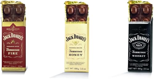 3 x Jack Daniels Schweizer Whisky Schokolade Fire Honey Black jeweils 100g von Goldkenn