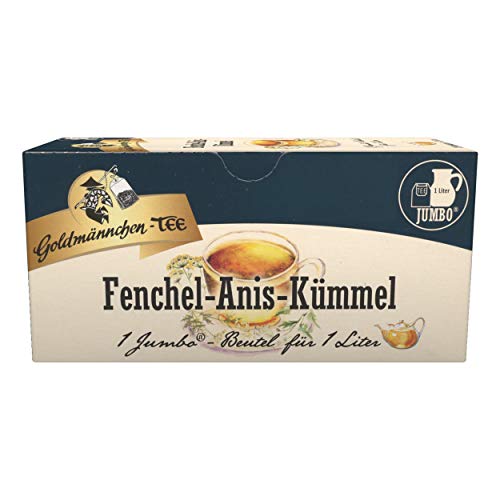 Goldmännchen Jumbo Tee Fenchel-Anis-Kümmel, Kräutertee, 20 Teebeutel, Große Beutel, 3121 von Goldmännchen Tee