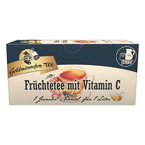 Goldmännchen Jumbo Tee Früchte mit Vitamin C, Früchtetee, 20 Teebeutel, Große Beutel, 3114 von Goldmännchen Tee