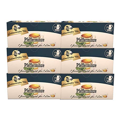 Goldmännchen Jumbo Tee Pfefferminze, Pfefferminztee, 20 Teebeutel, 6er Pack von Goldmännchen Tee