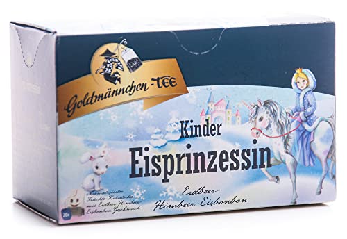 Goldmännchen Kinder Tee Eisprinzessin, Erdbeer-Himbeer-Eisbonbon, Aromatisierter Früchte-Kräutertee, 20 einzeln versiegelte Teebeutel von Goldmännchen Tee