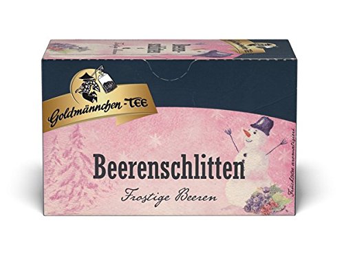 Goldmännchen Tee Beeren-Schlitten Winterliche Beeren, Früchtetee, Früchtemischung20 einzeln versiegelte Teebeutel, 3er Pack (3 x 50 g) von Goldmännchen Tee