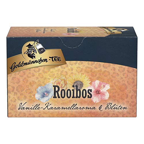 Goldmännchen Tee Rooibos Vanille - Karamell mit Blüten, Rooibostee, Kräutertee im Beutel, 20 einzeln versiegelte Teebeutel von Goldmännchen Tee