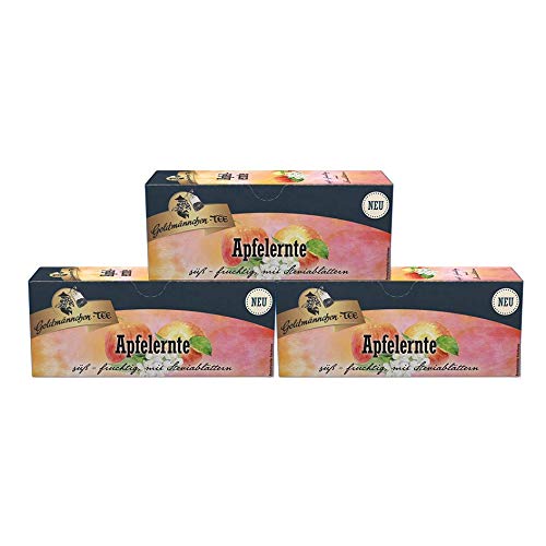 Goldmännchen Früchtetee Apfelernte, 25 Teebeutel, 3er Pack von Goldmännchen Tee