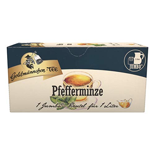 Goldmännchen Jumbo Tee Pfefferminze, Pfefferminztee, 20 Teebeutel, Große Beutel, 3115 von Goldmännchen Tee