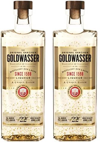 ORIGINAL DANZIGER Goldwasser, Kräuterlikör 40% vol., Likör mit 22-karätigem Gold, der wahrscheinlich älteste Liqueur der Welt - seit 1606 (1 x 0.7 l) | 700 ml (2er Pack) von Goldwasser