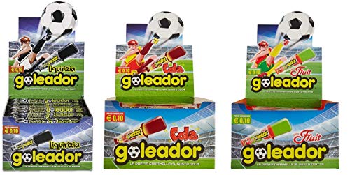 TESTPAKET Goleador Lakritze-Cola-Fruit Italienische Bonbons Lollies ( 3 x 200pz ) von Goleador