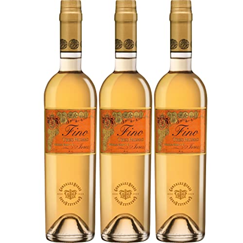 González Byass Tío Pepe Tres Palmas Fino Sherry weiß trocken seco Jerez Spanien I Visando Paket (3 Flaschen) von Gonzalez Byass