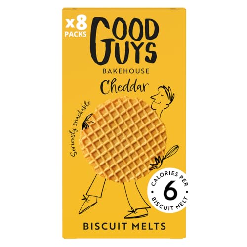 NEU! Good Guys Bakehouse cheese low calorie crispy crackers, kalorienarme snacks, proteinhaltiger, kaesiger, knuspriger Genuss 8x50g Paeckchen - 39 biscuits pro Paeckchen von Good Guys Bakehouse